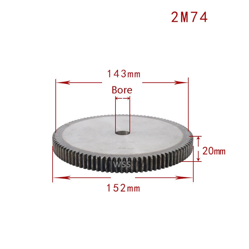2 Mod 45# Steel Spur Gears Pinion Gear Thickness 20mm 12 - 95 Teeth For 3D CNC