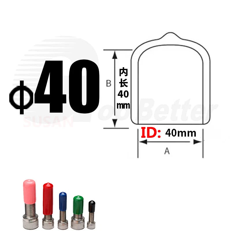 PVC End Caps for Screws, Bolts & Rods – Thread Protector Covers, 1.3–90mm, Black