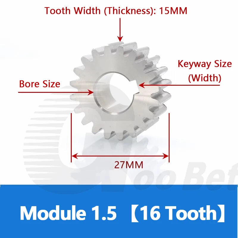 Spur Gear Stainless Steel Module 1 1.5 2 Motor Pinion 12 to 100 Tooth Flat Gear