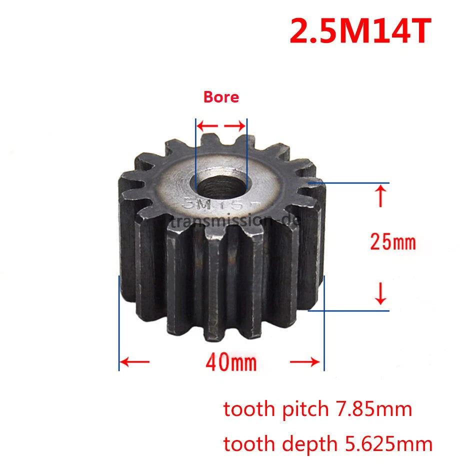 Mod 2/2.5/3/4/5 Spur Gear 10T-63T 45# Steel Pinion Gear Metal Gear Thick 20-40mm