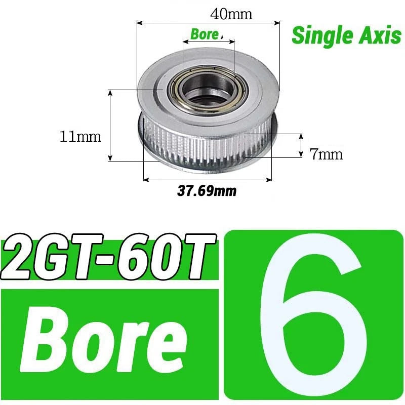 GT2 Timing Belt Pulley 16-100 Teeth 6-10mm Teeth Width Bore 3mm-25mm For 3D