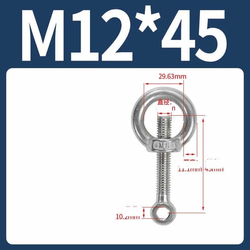 A2 Stainless Steel Eye Bolts with Nut — M5 M6 M8 M10 M12 Threaded Ring Screws - HomeDIYer
