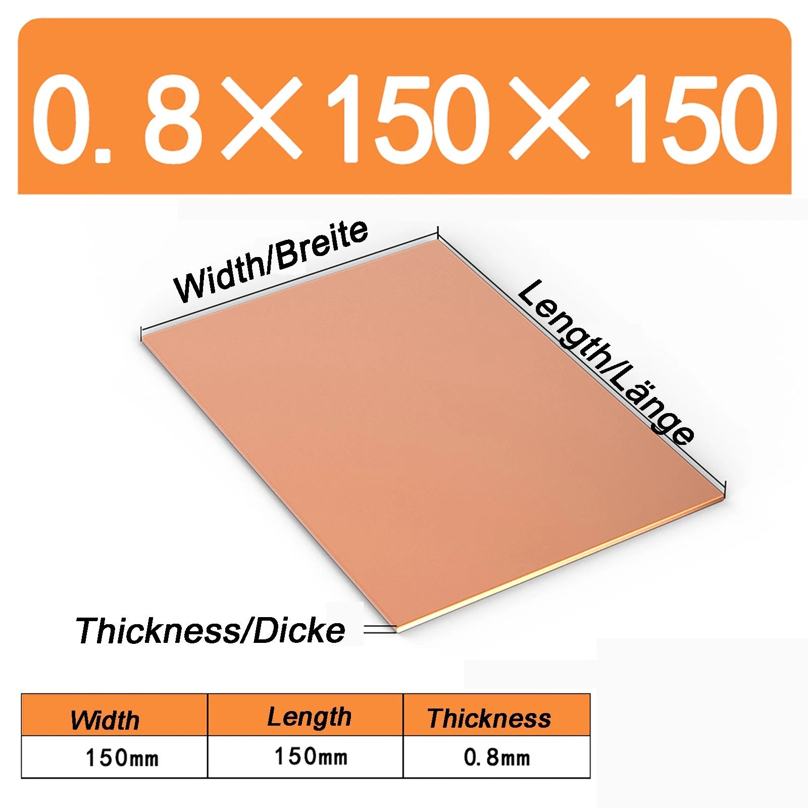 Natural Copper Sheet Metal guillotine cut - 0.3mm - 6.0mm - Multiple