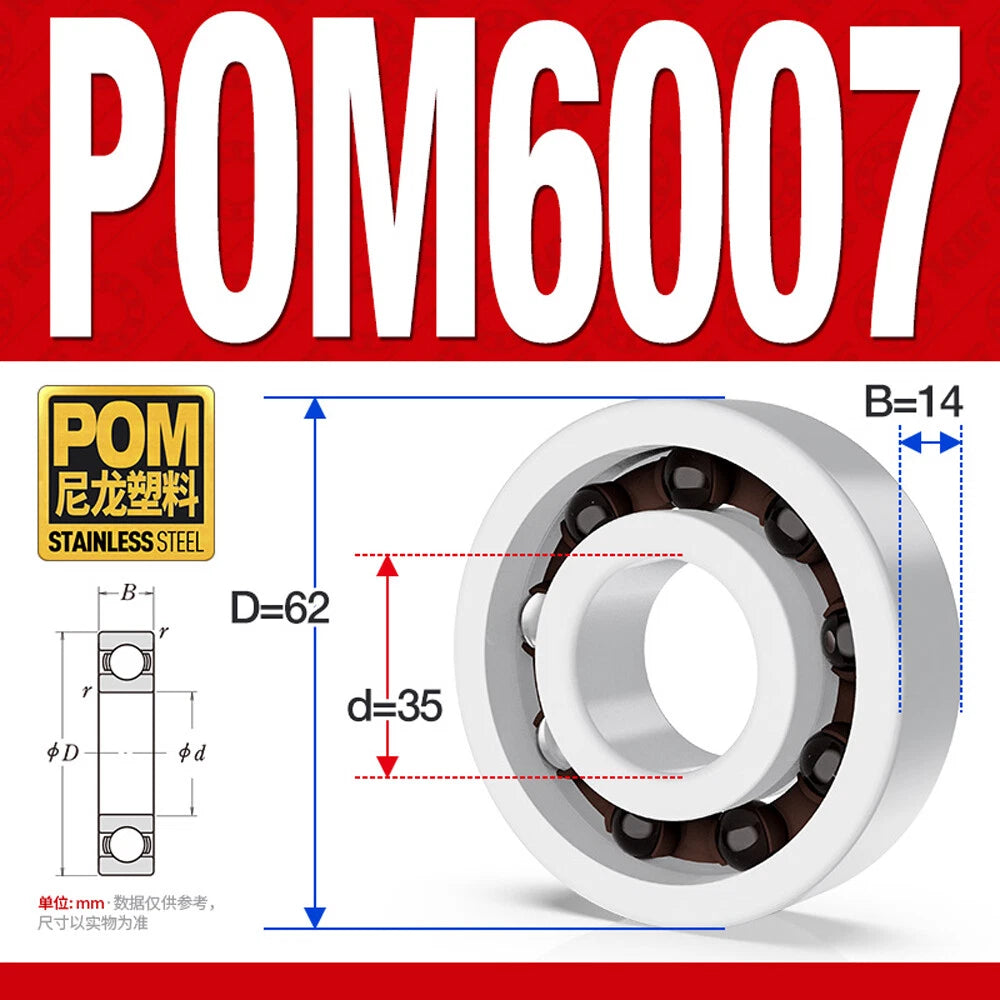 POM Plastic Bearing Glass Ball Miniature Deep Groove Ball Bearings Various Sizes