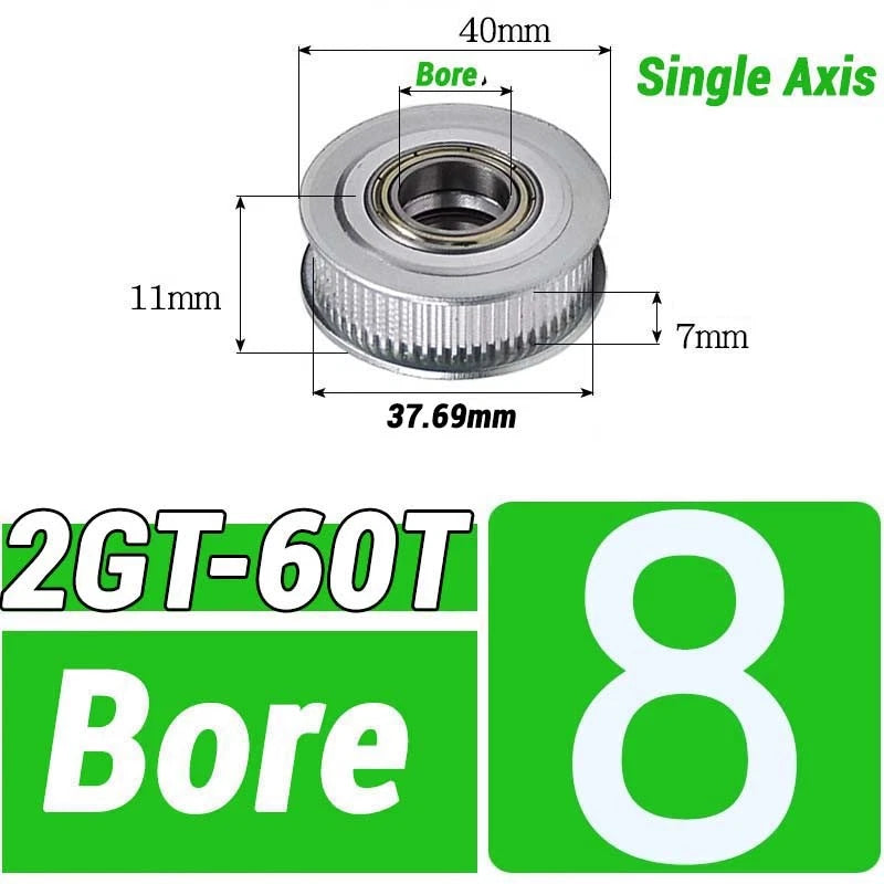 GT2 Timing Belt Pulley 16-100 Teeth 6-10mm Teeth Width Bore 3mm-25mm For 3D