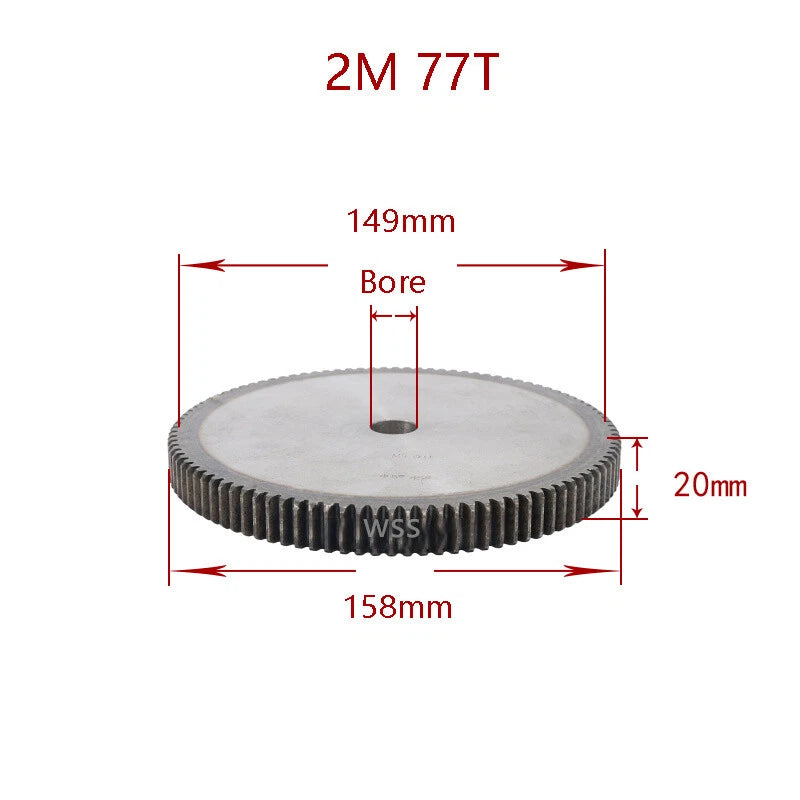 2 Mod 45# Steel Spur Gears Pinion Gear Thickness 20mm 12 - 95 Teeth For 3D CNC