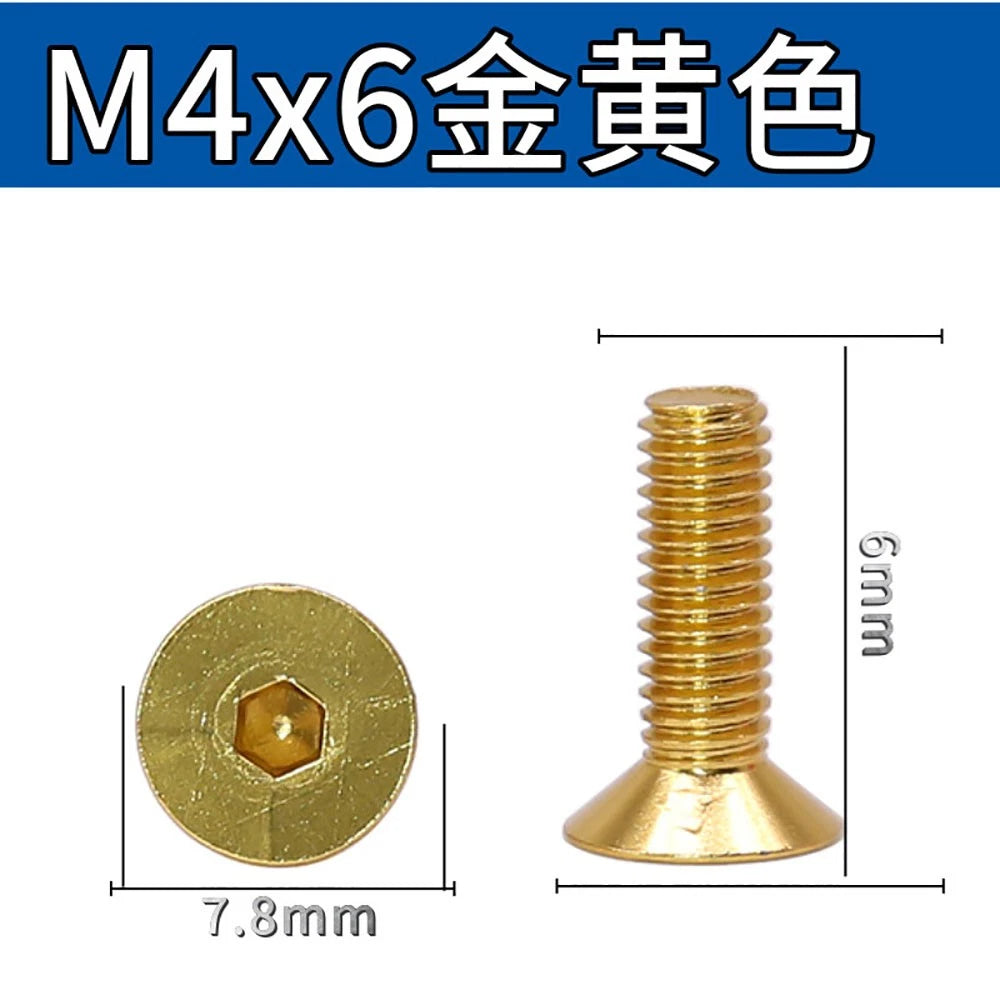 M3.5 / M4 Countersunk Hex Socket Screws — Anodized Aluminum Alloy, 10 Colors