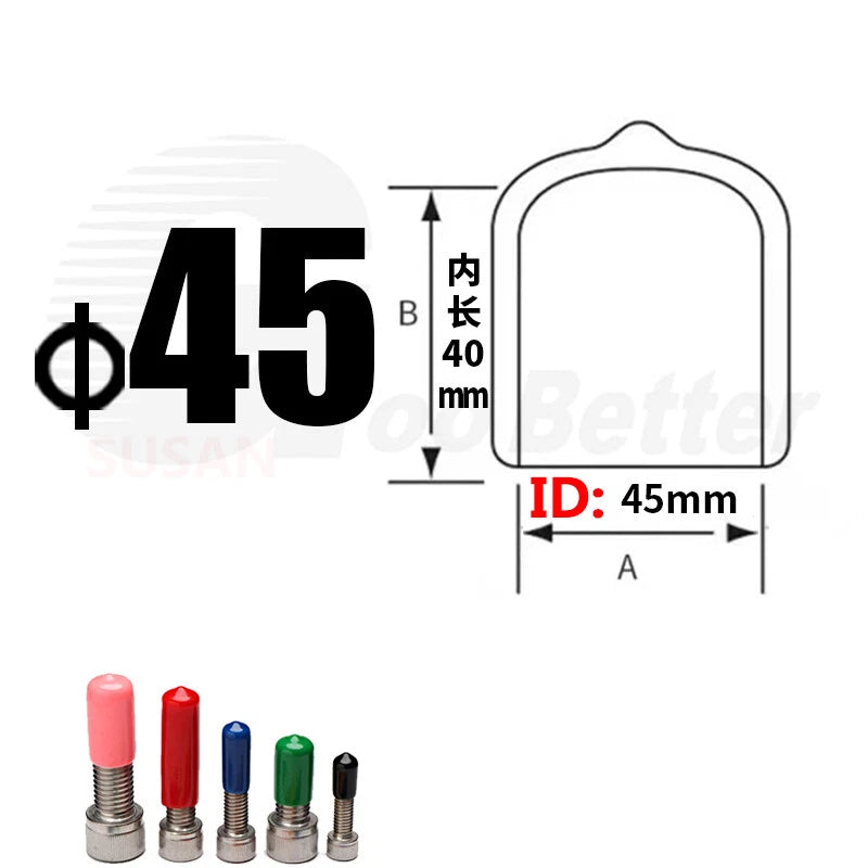 PVC End Caps for Screws, Bolts & Rods – Thread Protector Covers, 1.3–90mm, Black