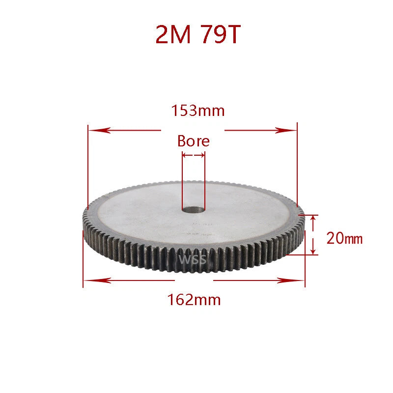 2 Mod 45# Steel Spur Gears Pinion Gear Thickness 20mm 12 - 95 Teeth For 3D CNC