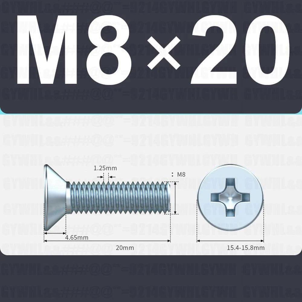 M3–M12 Zinc Plated Phillips Countersunk Machine Screws DIN 965 | Flat Head Bolts