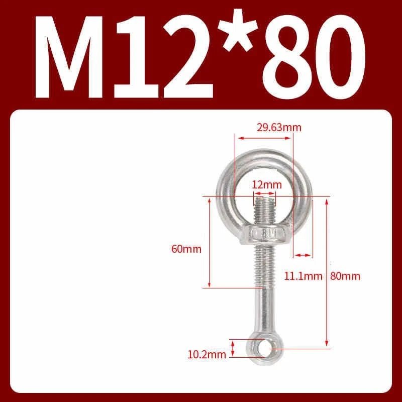A2 Stainless Steel Eye Bolts with Nut — M5 M6 M8 M10 M12 Threaded Ring Screws - HomeDIYer