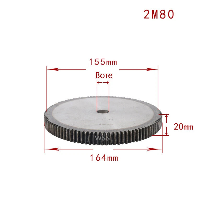 2 Mod 45# Steel Spur Gears Pinion Gear Thickness 20mm 12 - 95 Teeth For 3D CNC