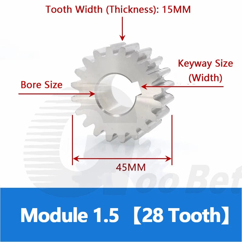 Spur Gear Stainless Steel Module 1 1.5 2 Motor Pinion 12 to 100 Tooth Flat Gear