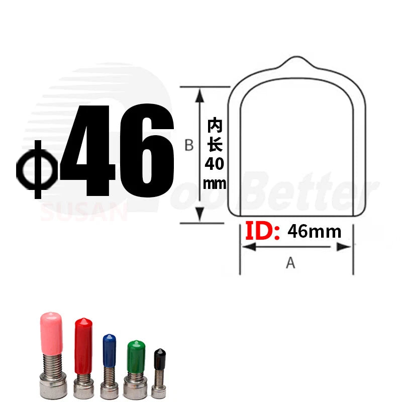 PVC End Caps for Screws, Bolts & Rods – Thread Protector Covers, 1.3–90mm, Black