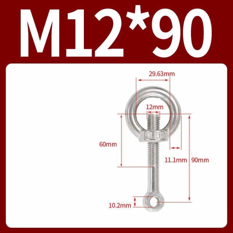 A2 Stainless Steel Eye Bolts with Nut — M5 M6 M8 M10 M12 Threaded Ring Screws - HomeDIYer