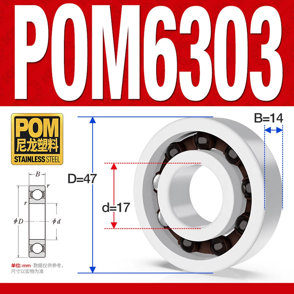 POM Plastic Bearing Glass Ball Miniature Deep Groove Ball Bearings Various Sizes