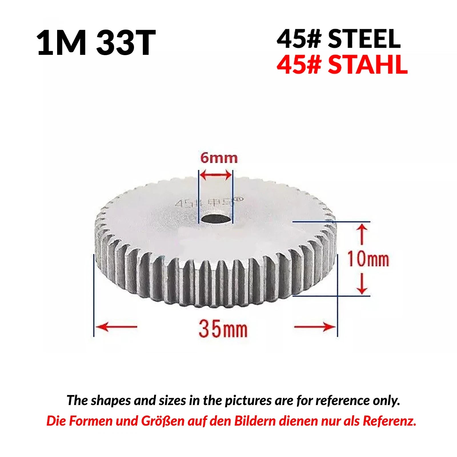 1/1.5/2 Mod 12T-150T Spur Gear 45# Steel Pinion Gear Thickn10-20mm Transmission