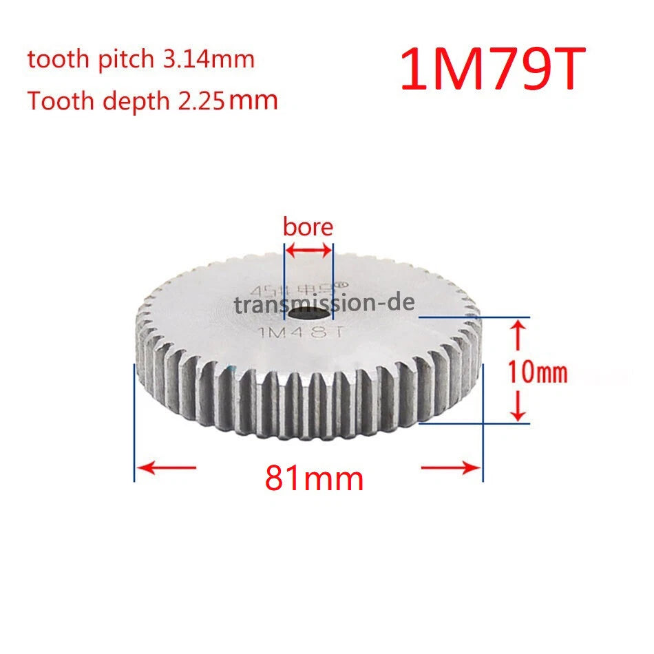 1 Mod 45# Steel Spur Gears Pinion Gear Thickness 10mm 12-160 Teeth For 3D CNC