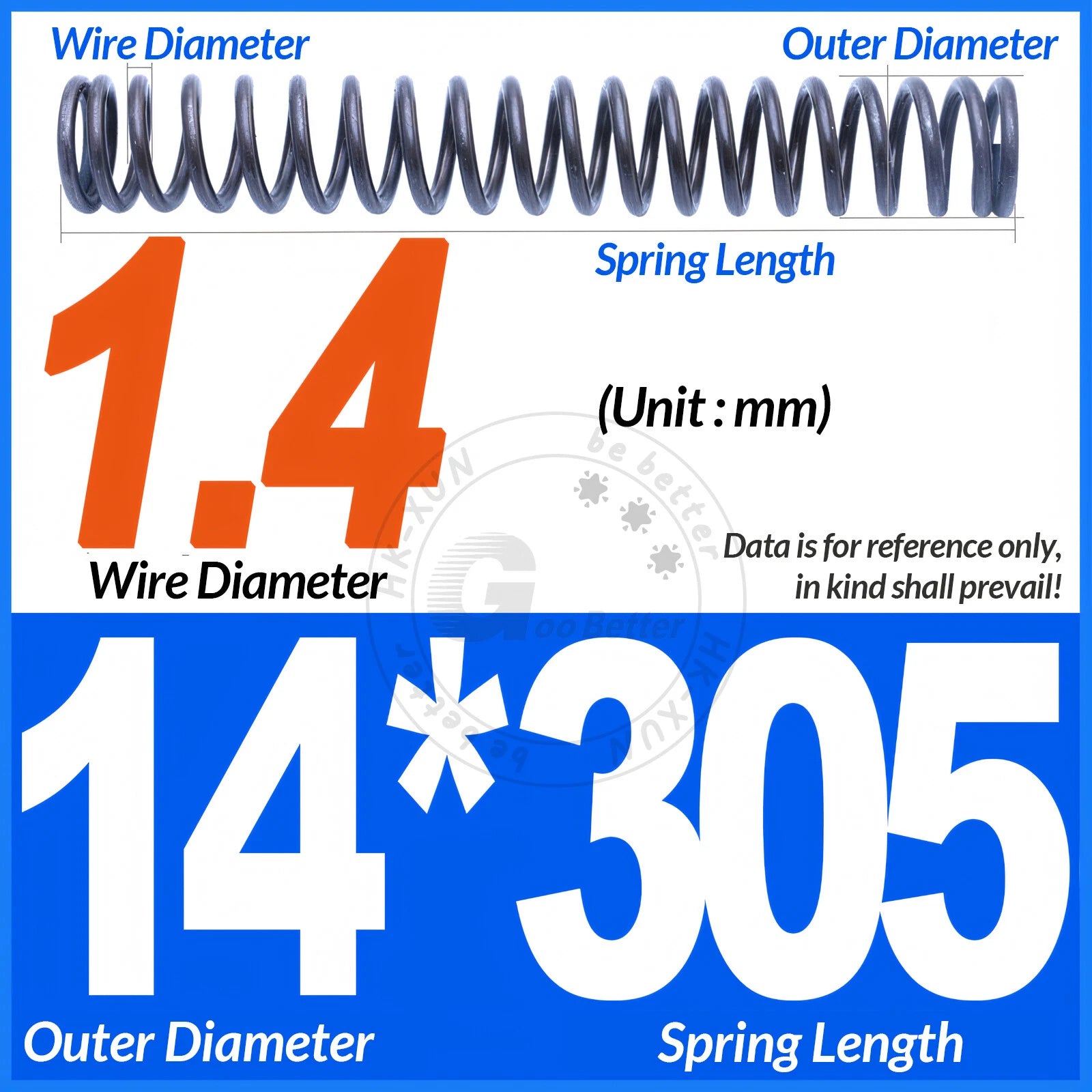 Length 305mm Compression Spring Pressure Springs OD 3-60mm Wire Dia 0.3mm-6.0mm