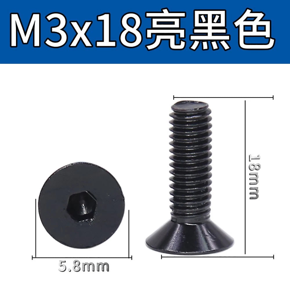 M3 Countersunk Hex Socket Aluminum Anodized Machine Screws — 10 Colors, 5–50 Pcs
