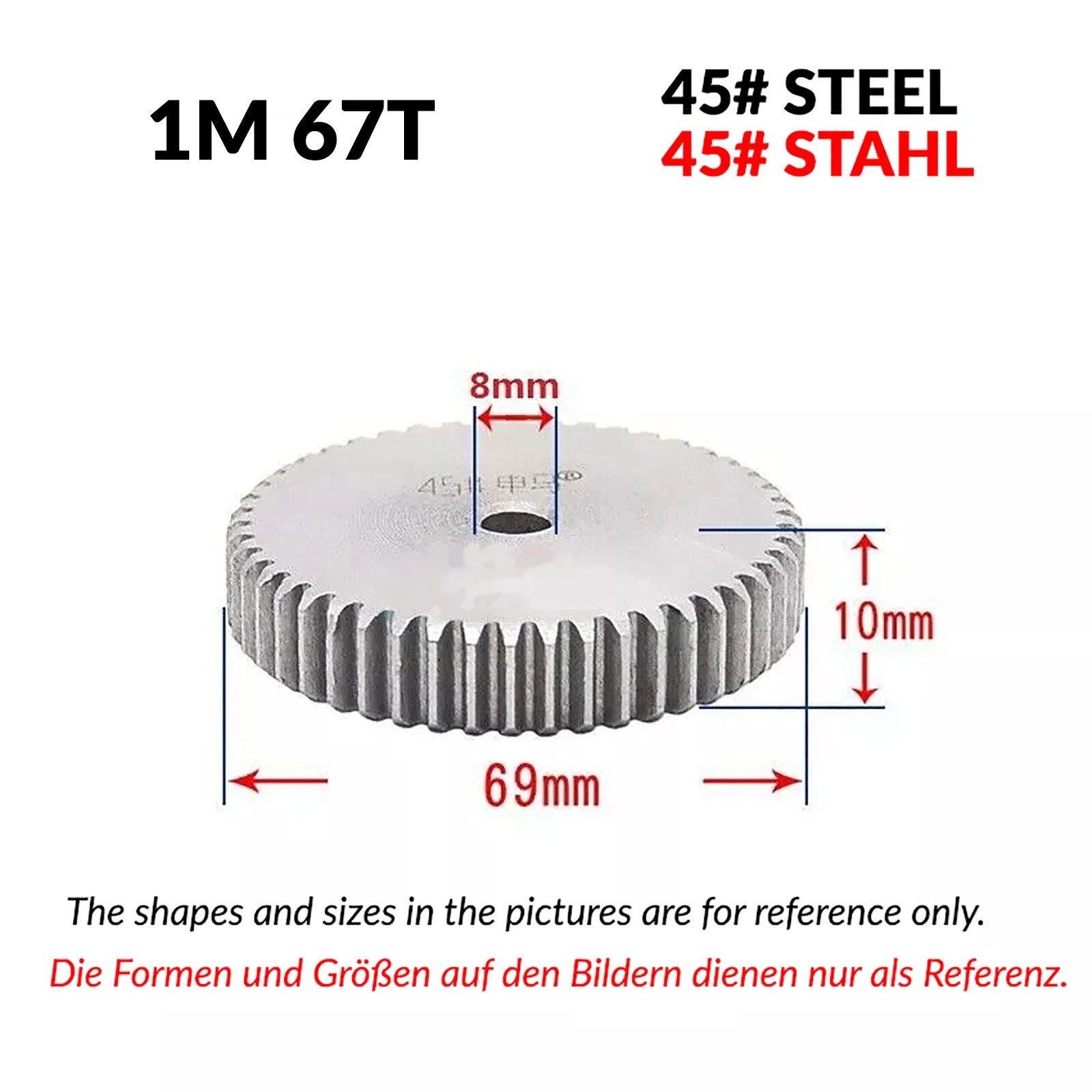 1/1.5/2 Mod 12T-150T Spur Gear 45# Steel Pinion Gear Thickn10-20mm Transmission