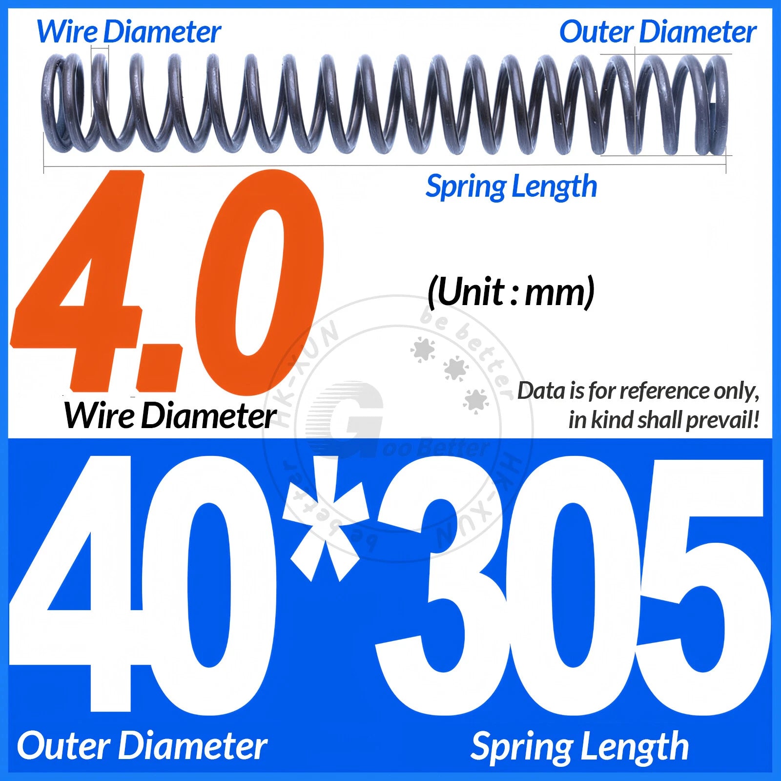 Length 305mm Compression Spring Pressure Springs OD 3-60mm Wire Dia 0.3mm-6.0mm