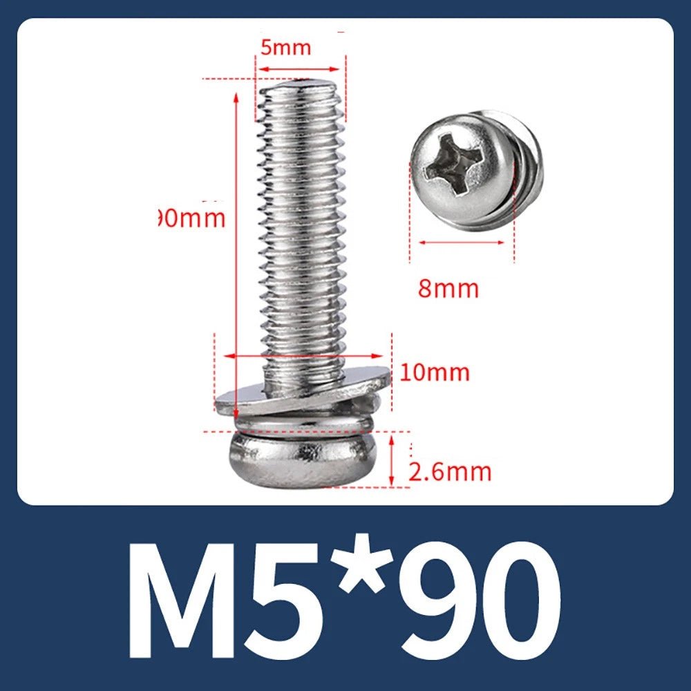 M2–M10 Phillips Button Head Machine Screws — 304 Stainless Steel - HomeDIYer