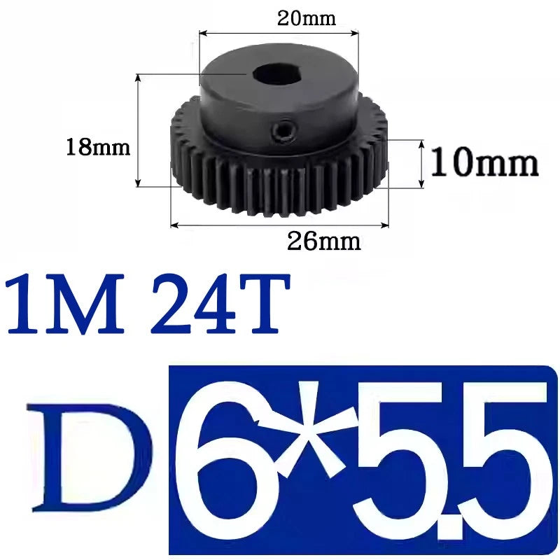 Spur Gears 1 Mod Transmission Gear With Step 45# Steel Pinion Motor Gear 10T~29T