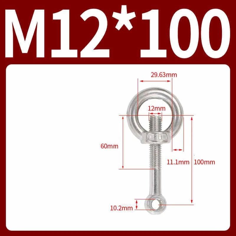 A2 Stainless Steel Eye Bolts with Nut — M5 M6 M8 M10 M12 Threaded Ring Screws - HomeDIYer