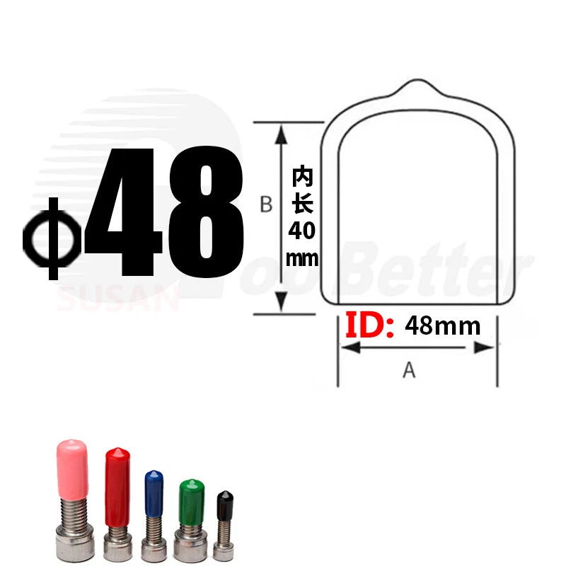 PVC End Caps for Screws, Bolts & Rods – Thread Protector Covers, 1.3–90mm, Black