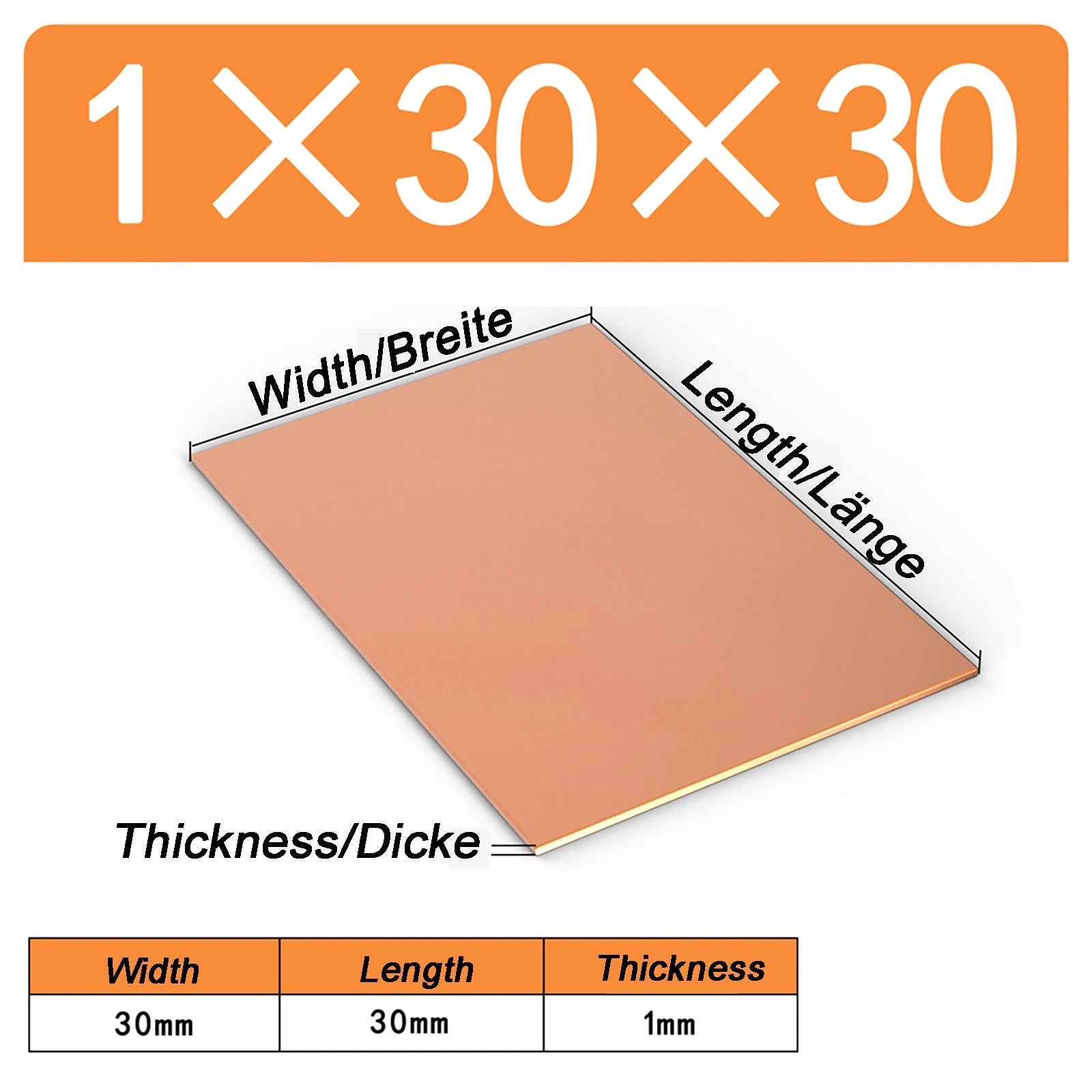 Natural Copper Sheet Metal guillotine cut - 0.3mm - 6.0mm - Multiple