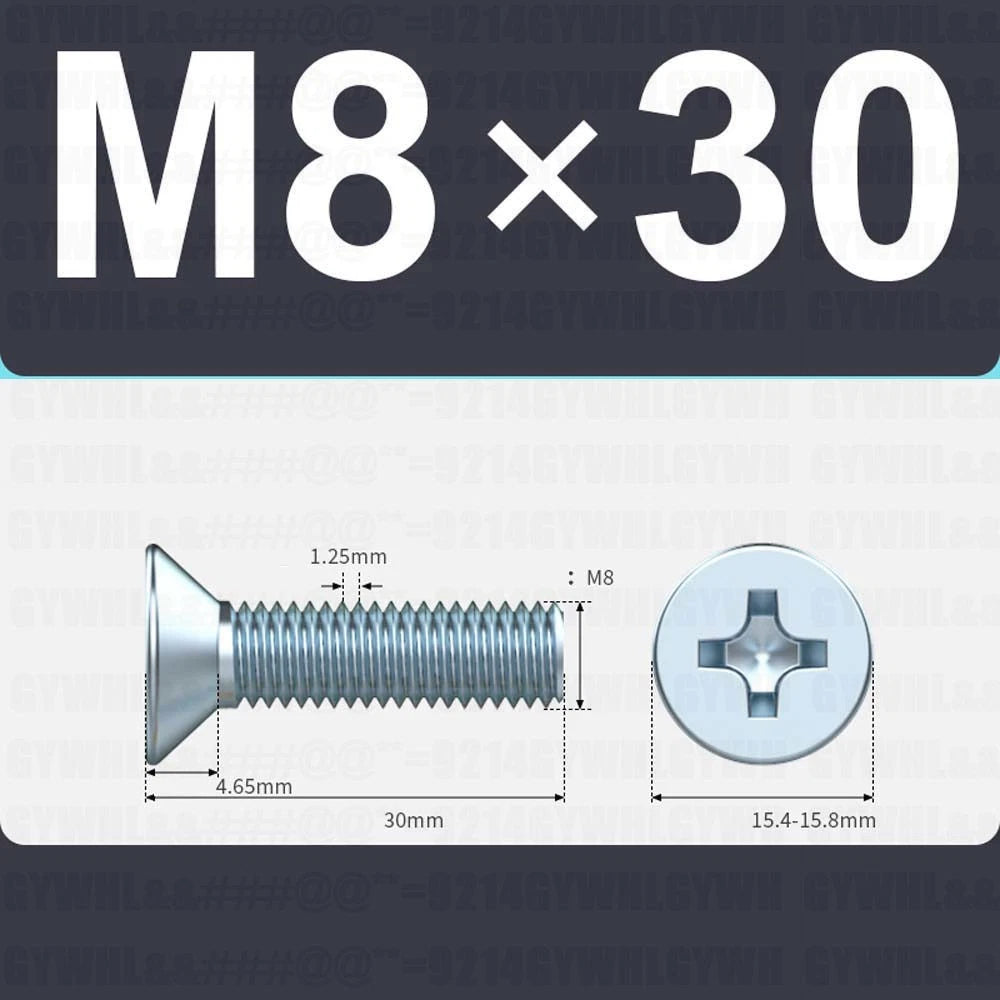 M3–M12 Zinc Plated Phillips Countersunk Machine Screws DIN 965 | Flat Head Bolts