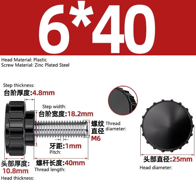 M3-M8 A2/304 Stainless Steel Plastic Knob Thumb Screws Hand Twist DIY Machinery