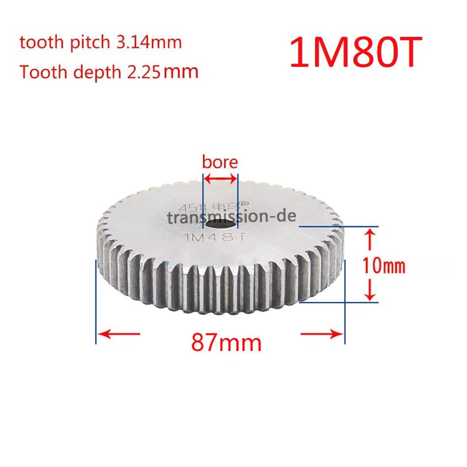 1 Mod 45# Steel Spur Gears Pinion Gear Thickness 10mm 12-160 Teeth For 3D CNC