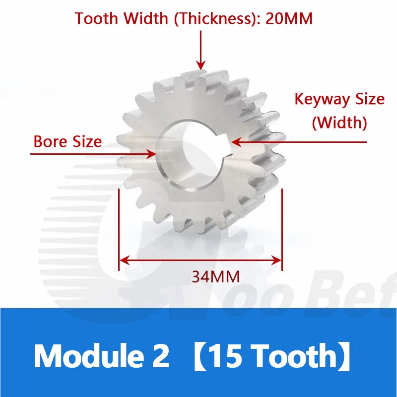 Spur Gear Stainless Steel Module 1 1.5 2 Motor Pinion 12 to 100 Tooth Flat Gear