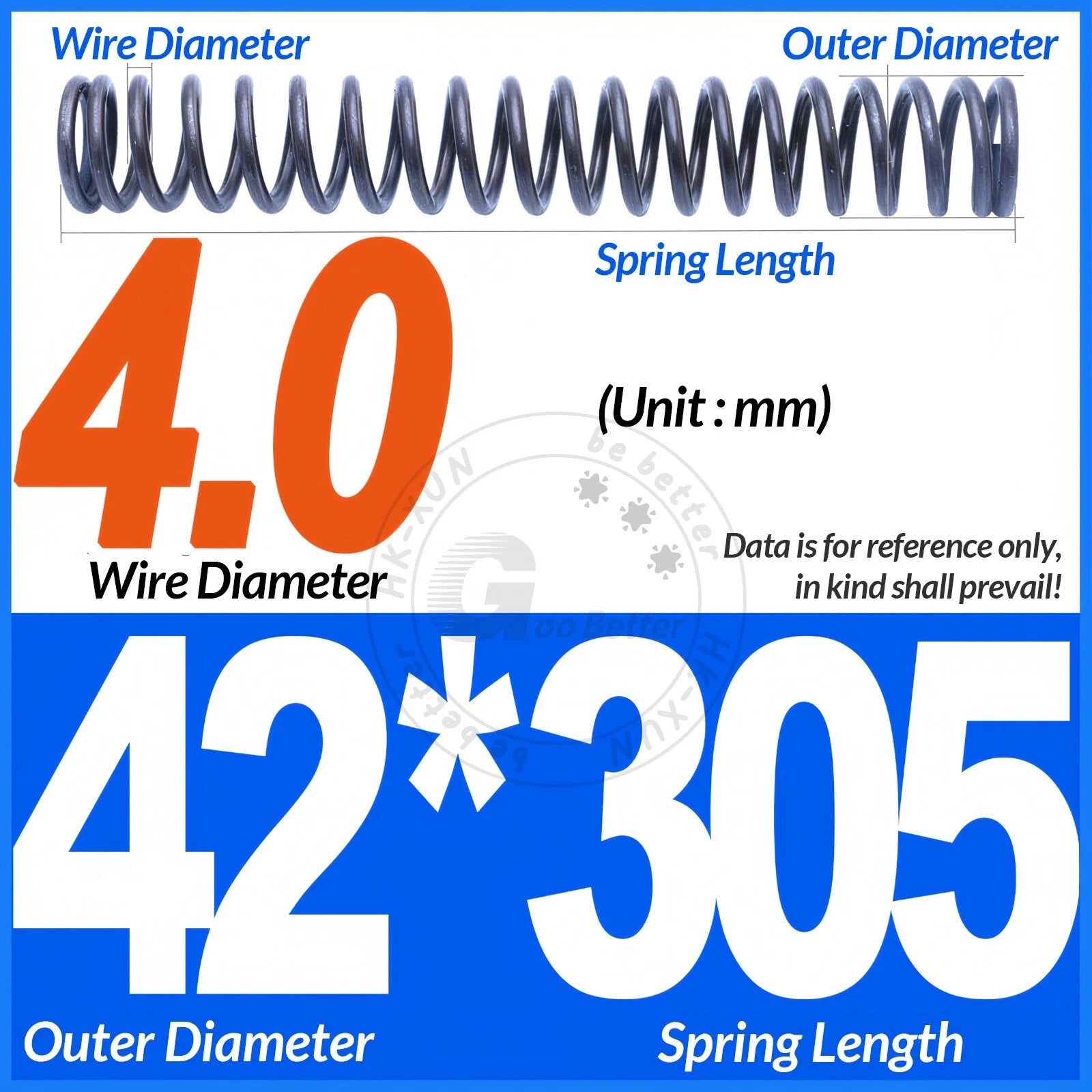 Length 305mm Compression Spring Pressure Springs OD 3-60mm Wire Dia 0.3mm-6.0mm
