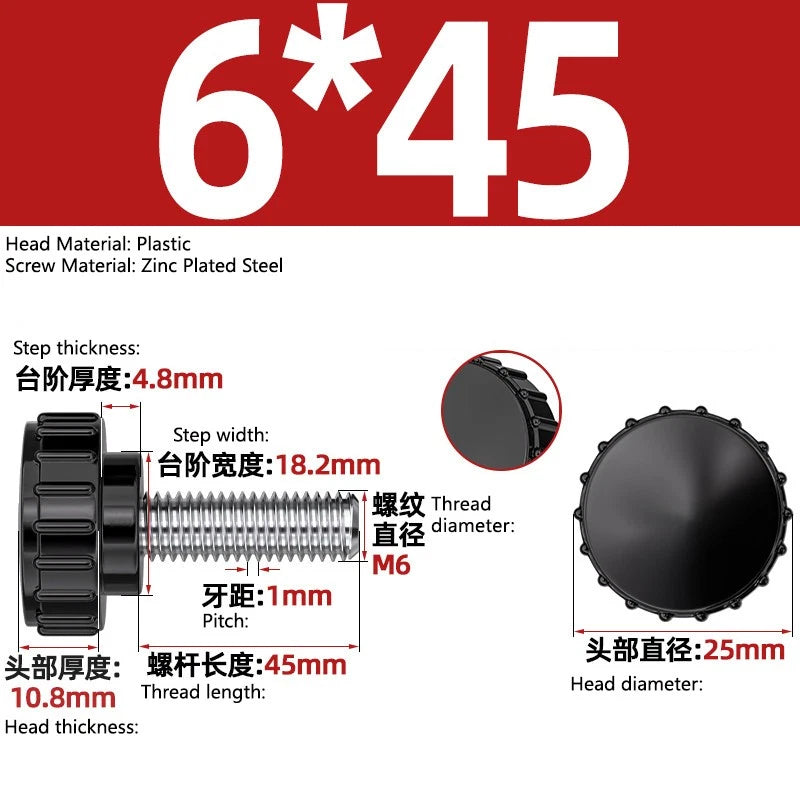 M3-M8 A2/304 Stainless Steel Plastic Knob Thumb Screws Hand Twist DIY Machinery