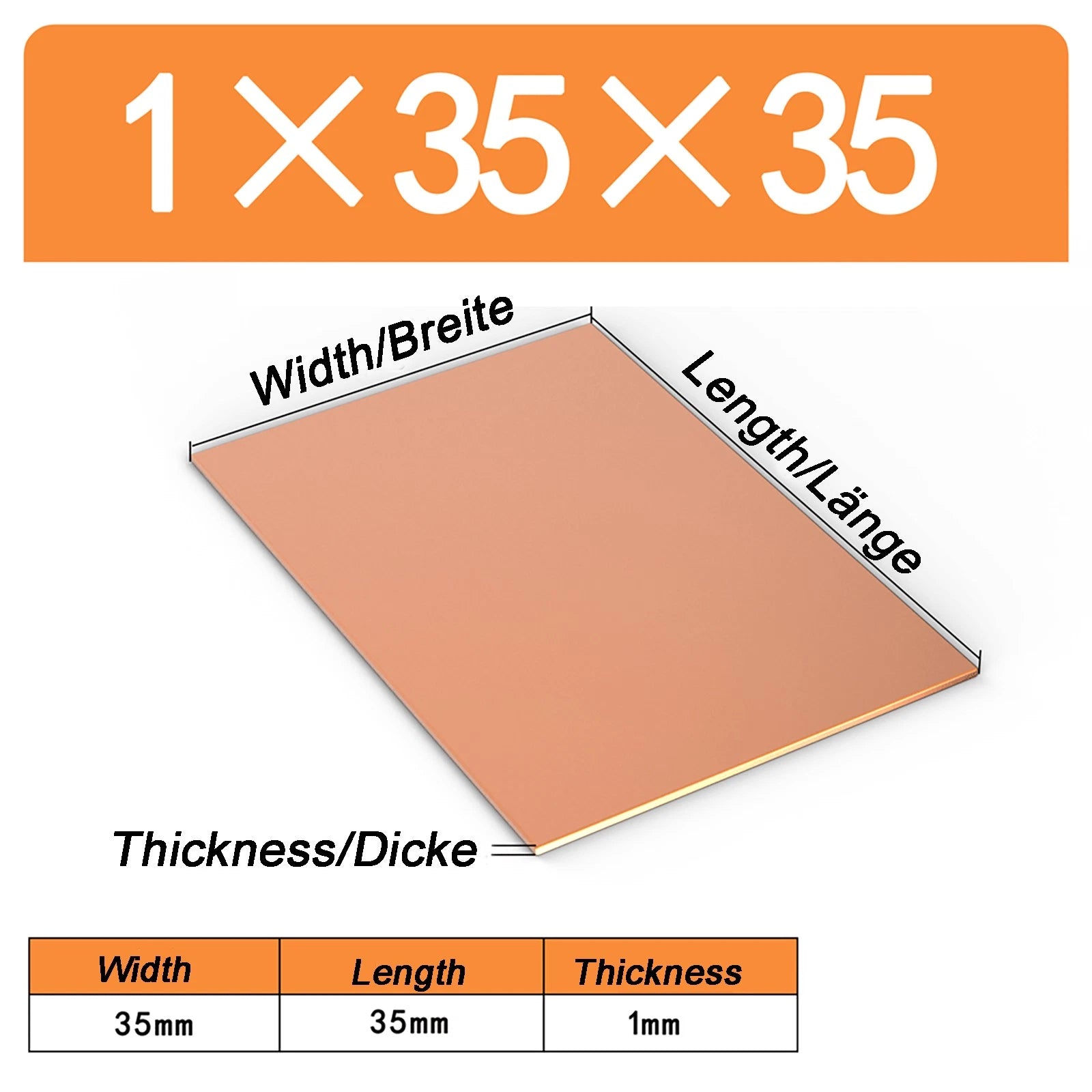 Natural Copper Sheet Metal guillotine cut - 0.3mm - 6.0mm - Multiple