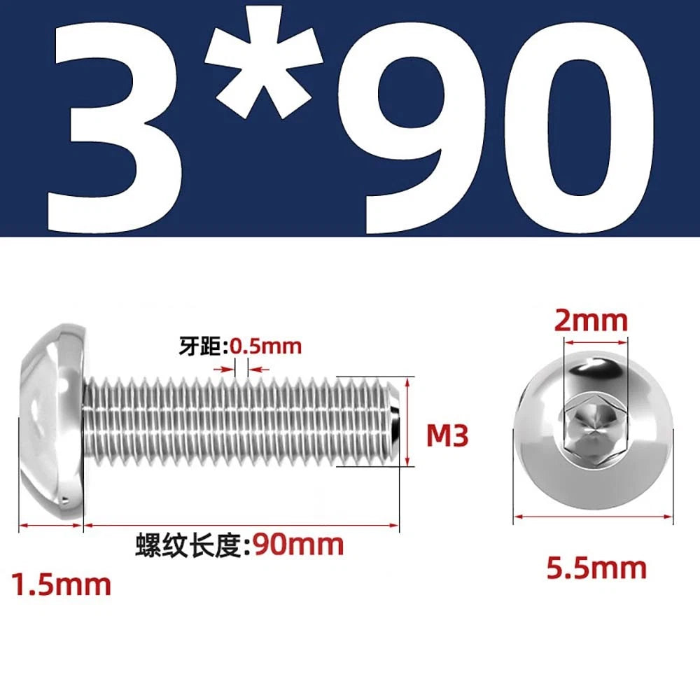 M1.6–M5 A2 Stainless Steel Button Head Socket Cap Screws – Round Pan Head, Hex Drive, Fully Threaded