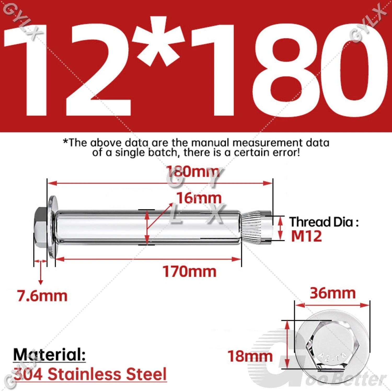 Expansion Anchor Bolts for Masonry — M6 to M16, Stainless Steel & Zinc-Coated