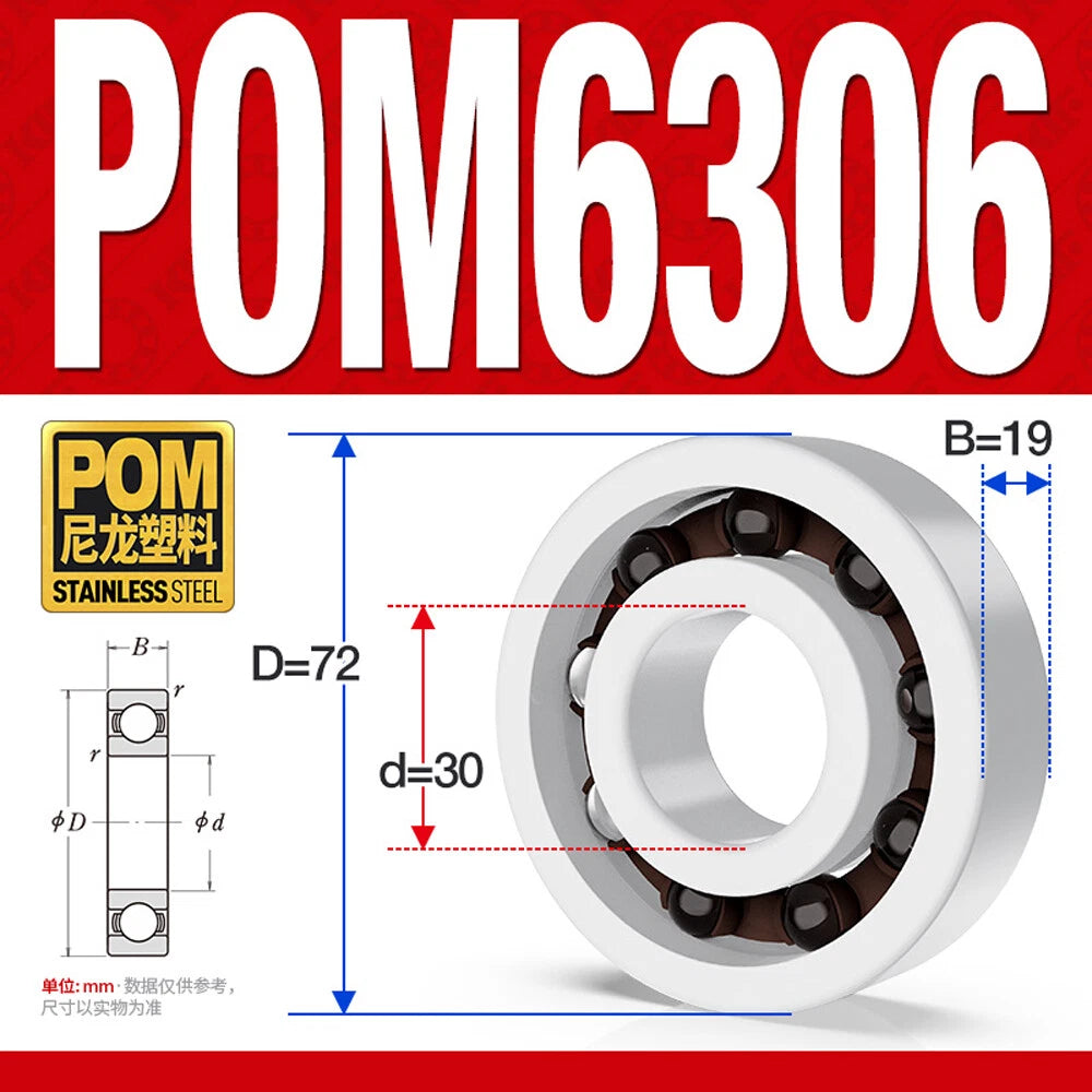 POM Plastic Bearing Glass Ball Miniature Deep Groove Ball Bearings Various Sizes