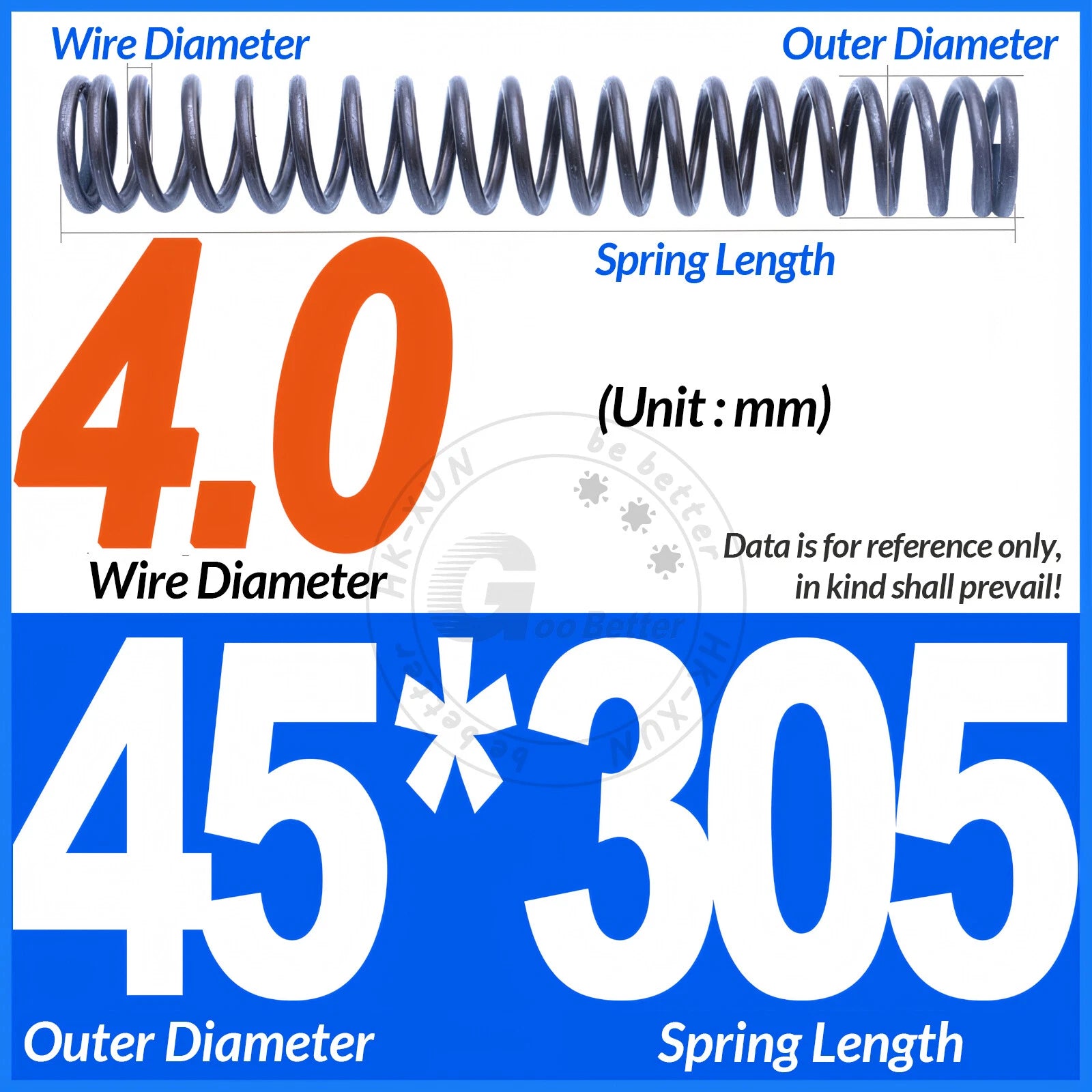 Length 305mm Compression Spring Pressure Springs OD 3-60mm Wire Dia 0.3mm-6.0mm