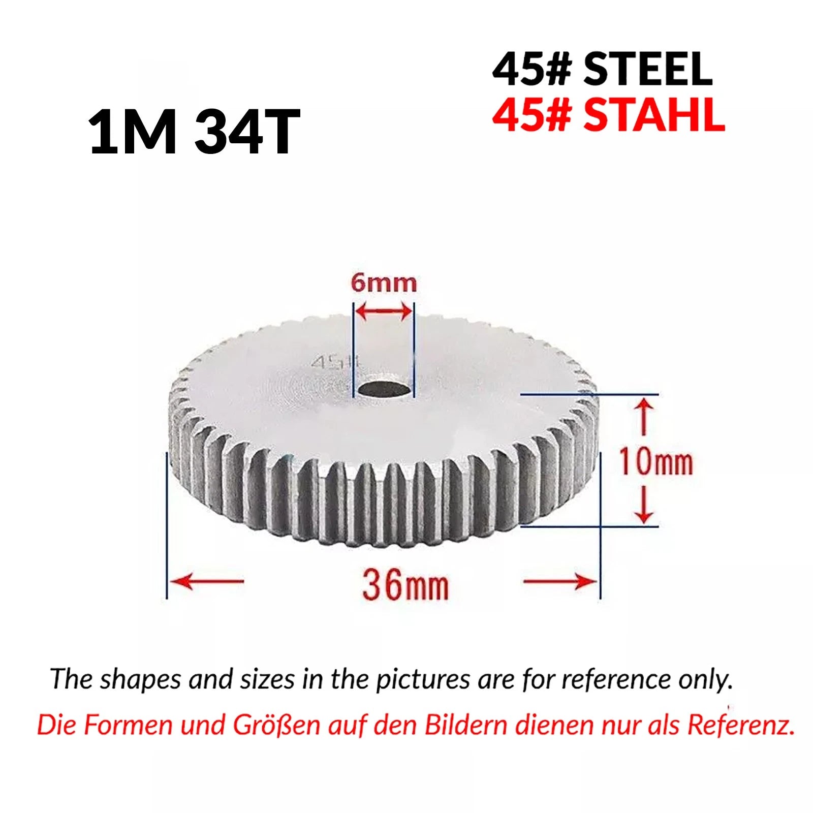 1/1.5/2 Mod 12T-150T Spur Gear 45# Steel Pinion Gear Thickn10-20mm Transmission