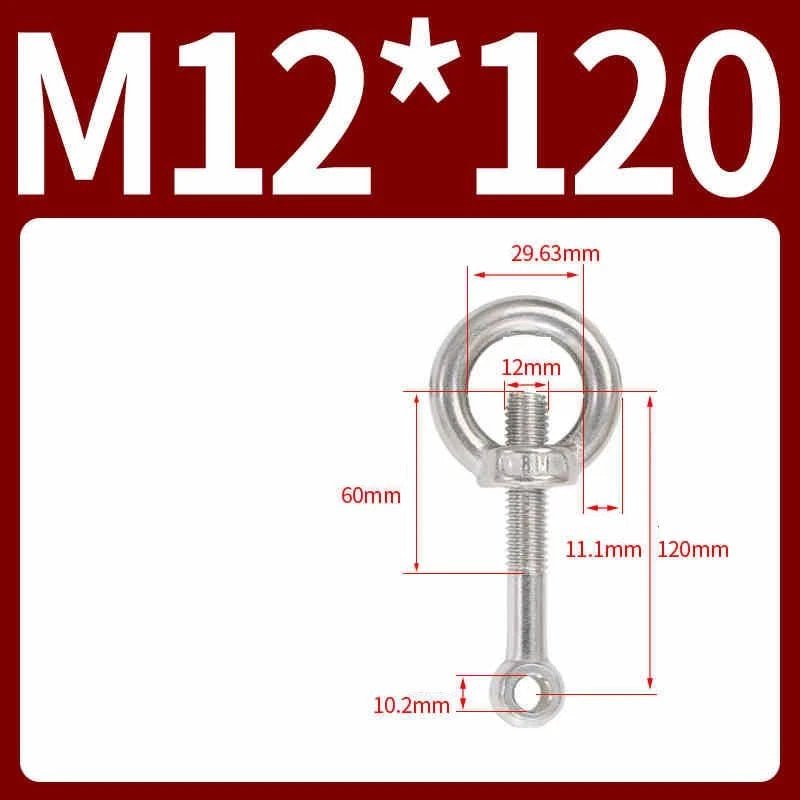 A2 Stainless Steel Eye Bolts with Nut — M5 M6 M8 M10 M12 Threaded Ring Screws - HomeDIYer