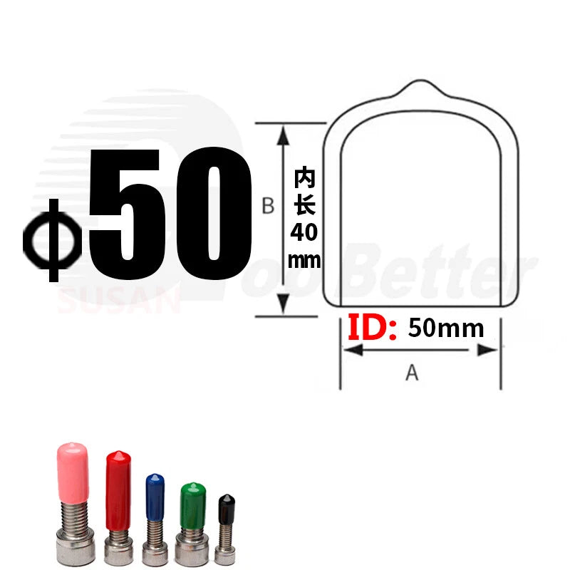 PVC End Caps for Screws, Bolts & Rods – Thread Protector Covers, 1.3–90mm, Black