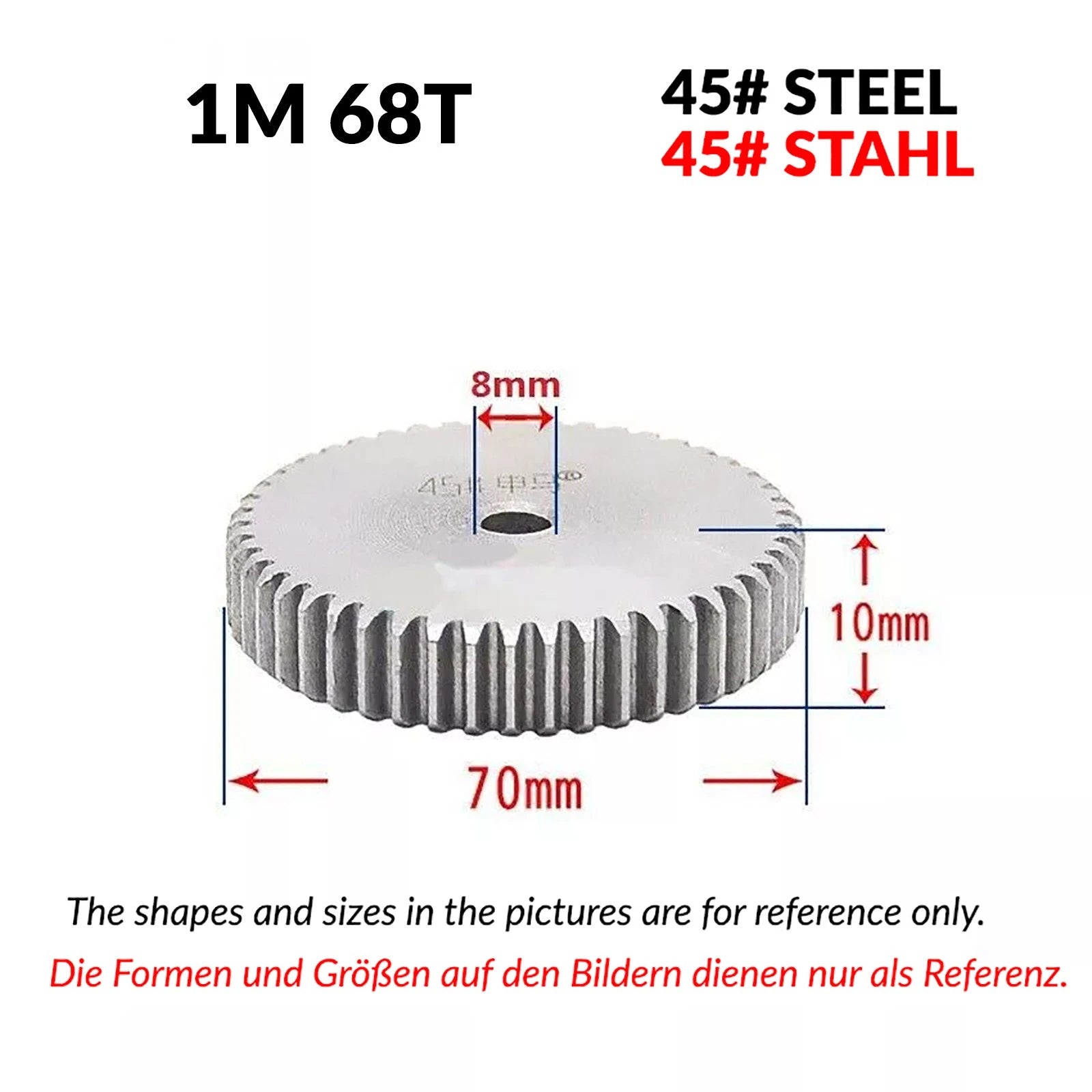 1/1.5/2 Mod 12T-150T Spur Gear 45# Steel Pinion Gear Thickn10-20mm Transmission
