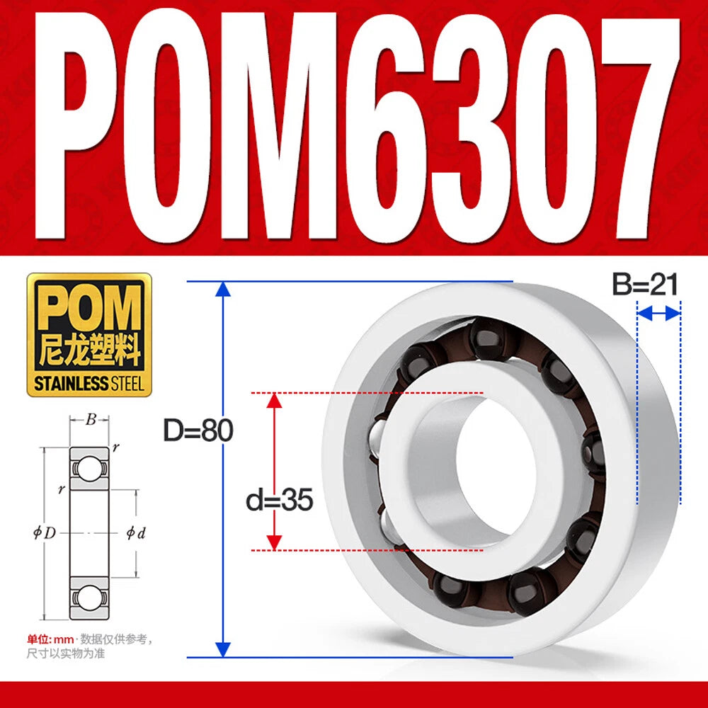 POM Plastic Bearing Glass Ball Miniature Deep Groove Ball Bearings Various Sizes