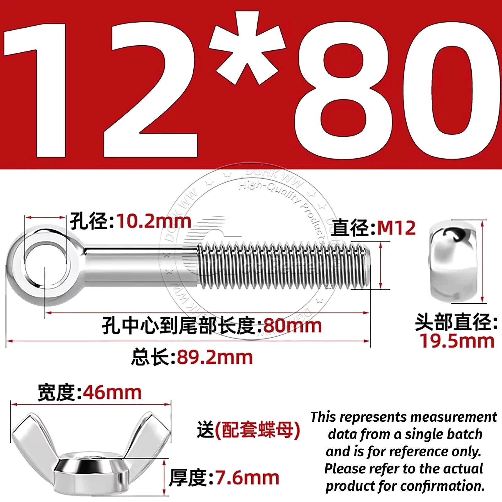 Eye Bolts with Nut — Forged Stainless Steel Threaded Ring Hanging Screws