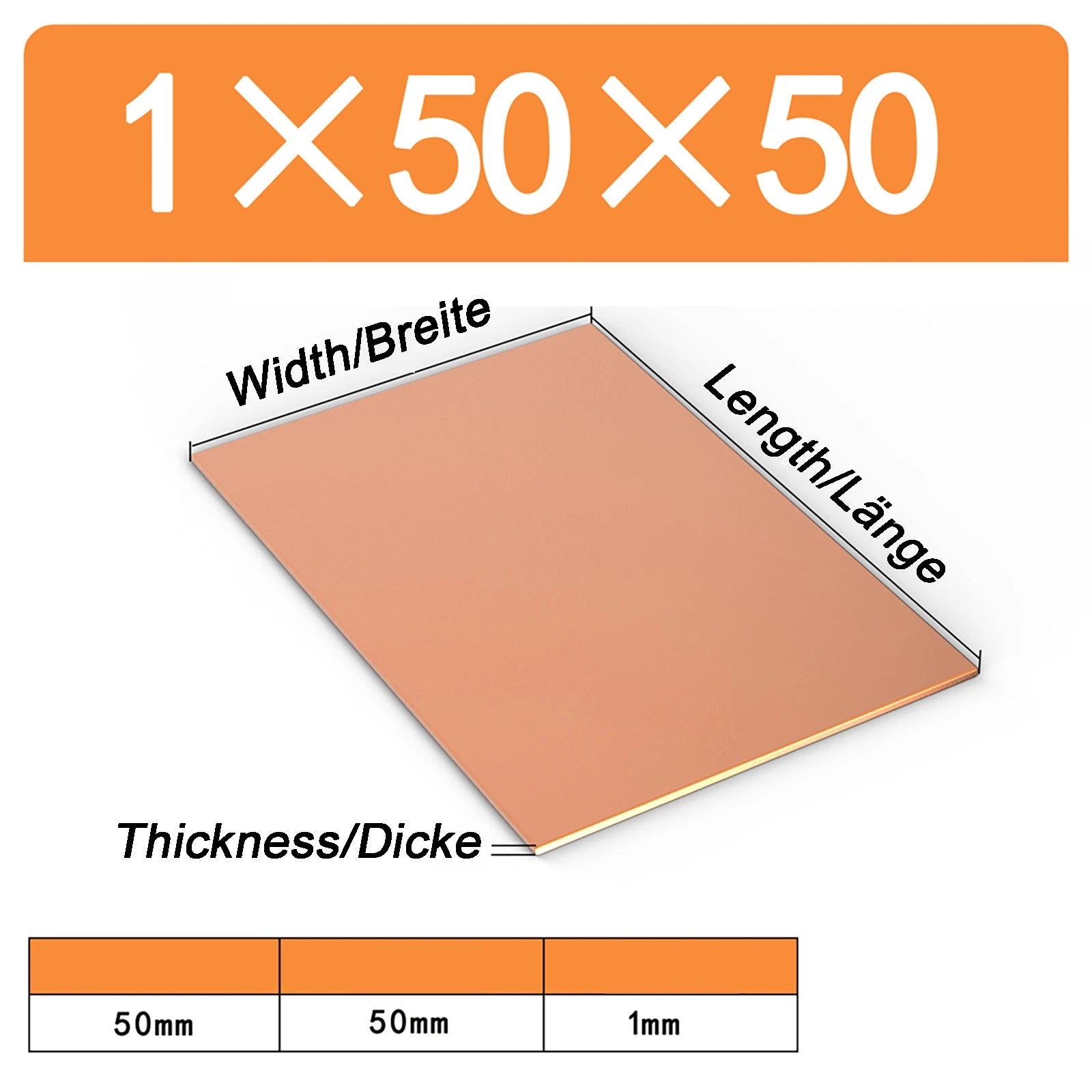 Natural Copper Sheet Metal guillotine cut - 0.3mm - 6.0mm - Multiple