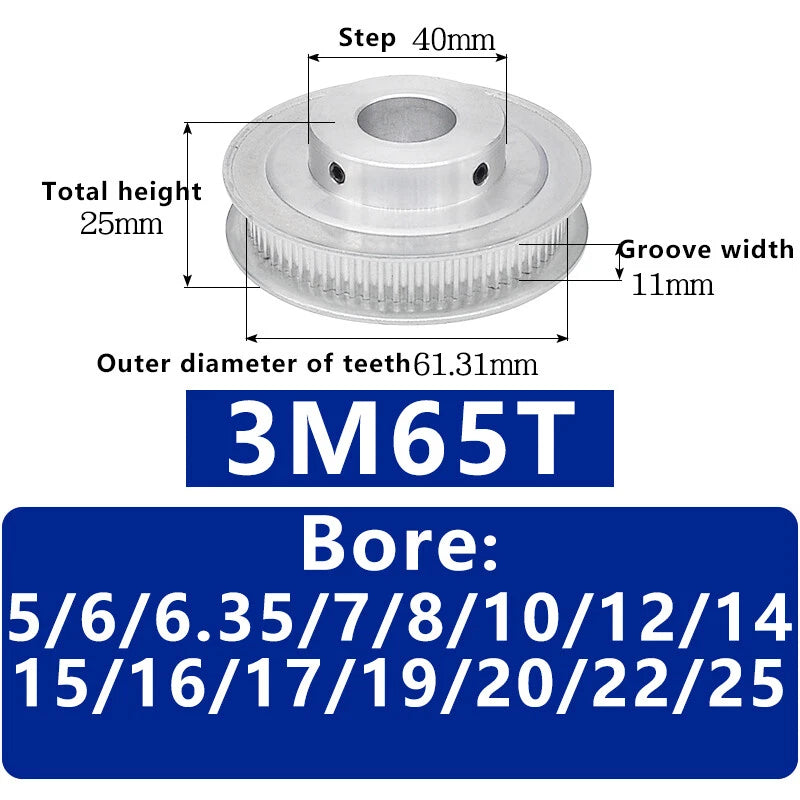 3M 20T~120T Synchronous Wheel Timing Belt Pulley With Step For 10 mm Width Belt